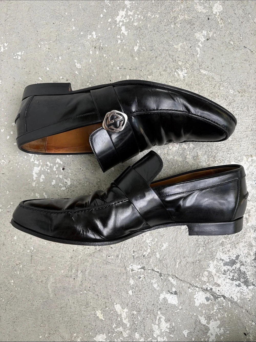 Gucci Double GG leather slippers